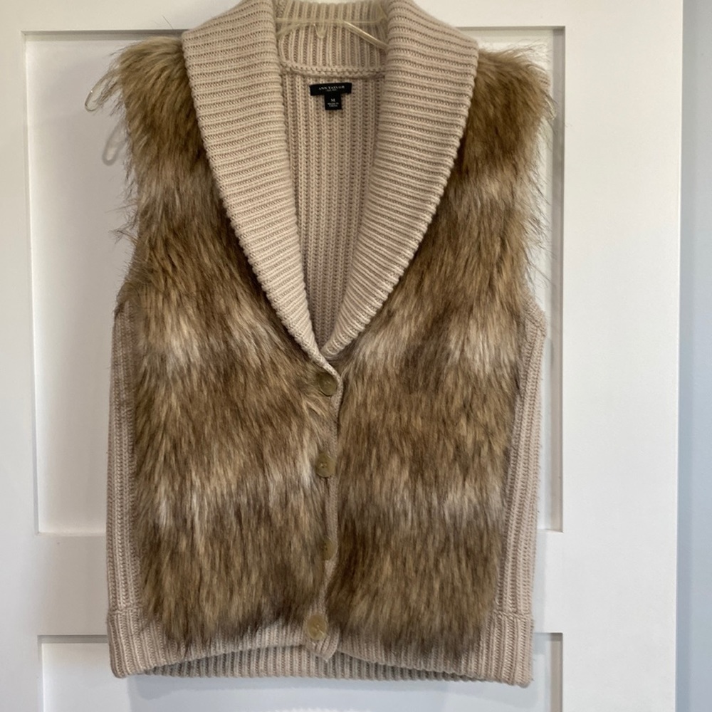 Faux fur front knit vest